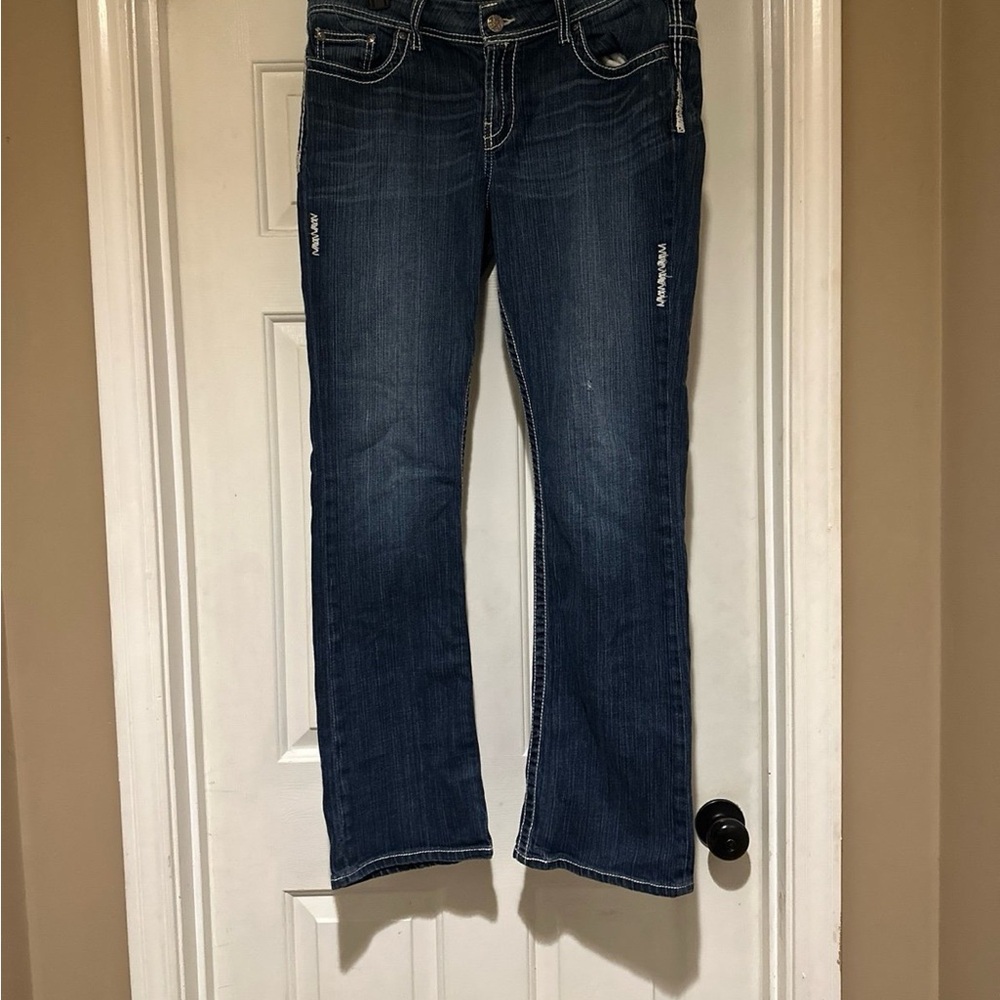 BKE Jeans Womens 31 Long Payton Boot Distressed Back Pocket Actual Size 36x33